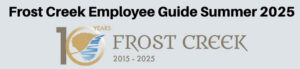 banner reading, 'frost creek employee guide'